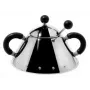 Sugar bowl Alessi 9097 B stainless steel height 80 mm diameter 10.5 cm black and stainless steel