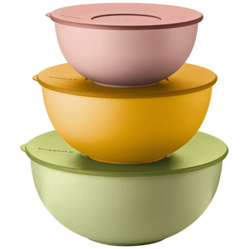 Food storage bowls set Guzzini EVERYWHERE BIO 3 pieces with lids, assorted colors