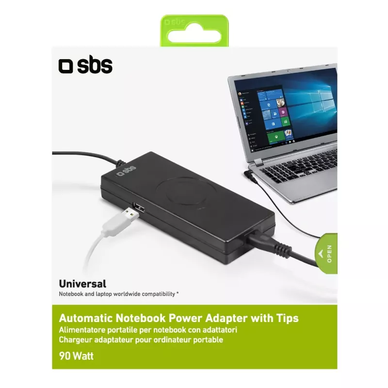 Power Supply SBS Portable 90W for Notebooks Indoor Black 2.2m