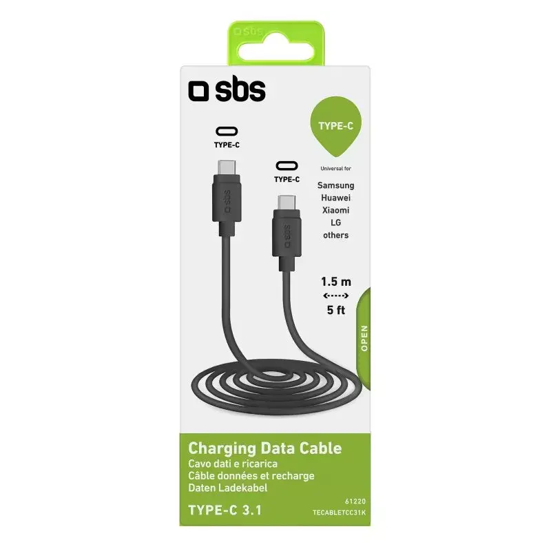 Data and charging cable SBS TECABLETCC31K USB C 1.5m USB 3.2 Gen 1