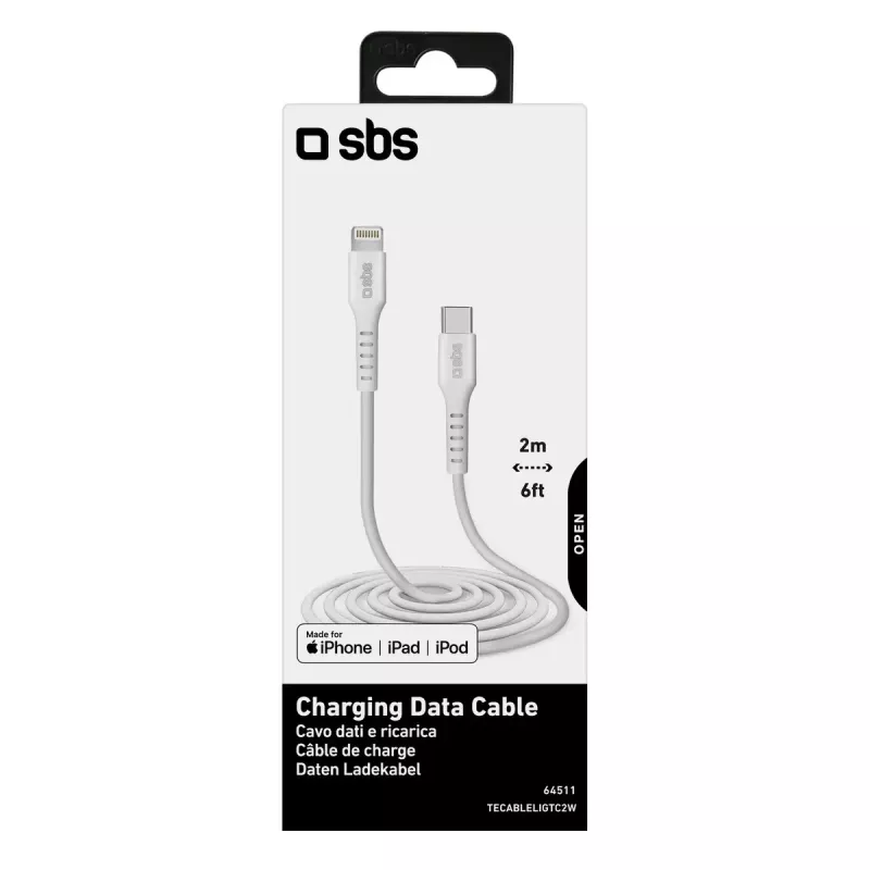Lightning to USB-C cable SBS Mobile TECABLELIGTC2W — 2 m, White