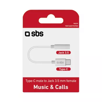 Mobile phone cable SBS TEINTJACKTYCFMW White 0.09m 3.5mm USB C