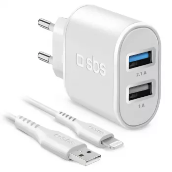 Mobile Device Charger SBS TEKITTR2ULH2189A Indoor AC White Smartphone Tablet