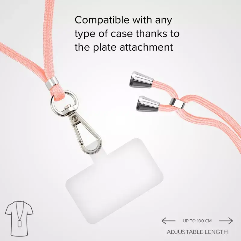Neck strap for mobile phone SBS TEUNILACEP, pink fabric, 1 pc, length (pack) 200 mm
