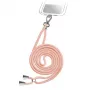 Neck strap for mobile phone SBS TEUNILACEP, pink fabric, 1 pc, length (pack) 200 mm