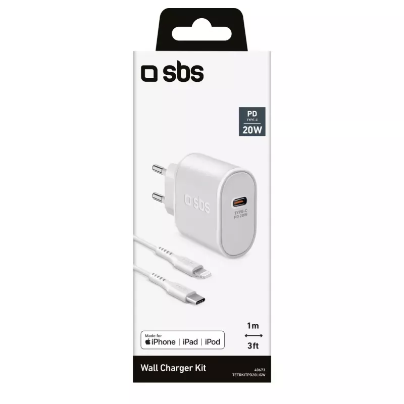 Mobile device charger SBS TETRKITPD20LIGW Fast charging Indoor White
