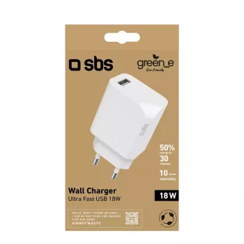 Mobile device charger SBS GRETR1USB18W Universal White AC Fast charging