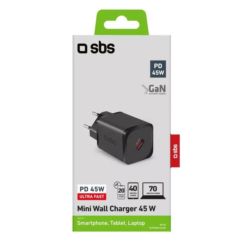 Mobile device charger SBS TETRGAN1C45W Fast charging Indoor Black