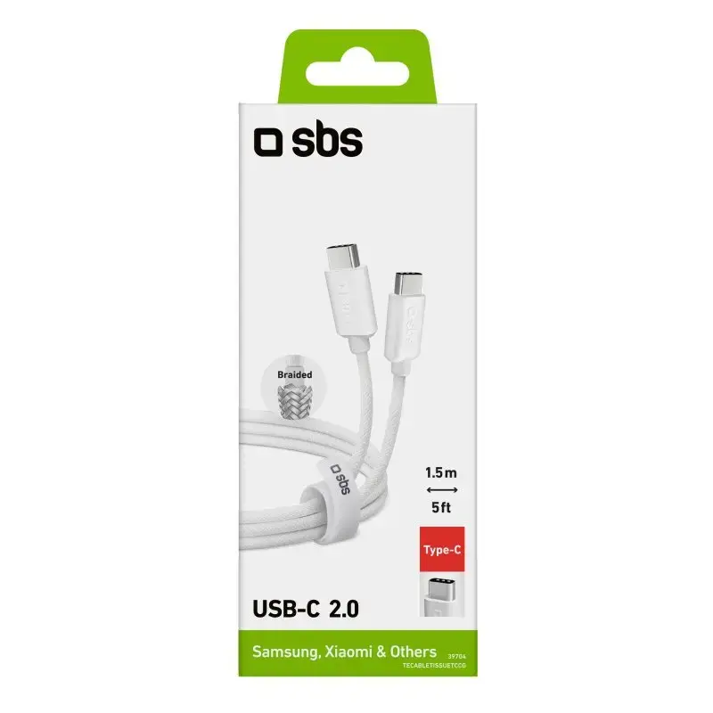 USB-C to USB-C cable SBS Mobile TECABLETISSUETCCG, USB 2.0, 1.5 m, white
