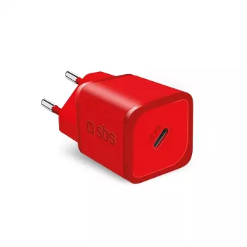 Charger SBS Mobile TETRGAN1C20R — 20W USB-C AC indoor charger for smartphone, tablet, smartwatch, headphones (red)