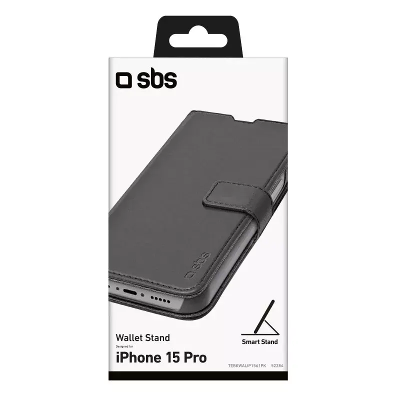 Wallet case SBS TEBKWALIP1561PK for iPhone 15 Pro 6.1 inch Black