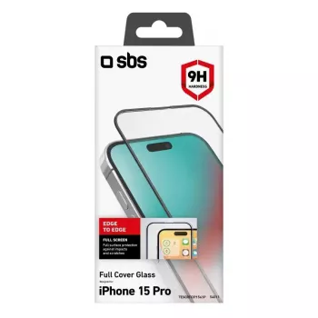 Screen/back protector SBS for iPhone 15 Pro, silicone + tempered glass, transparent, 1 pc