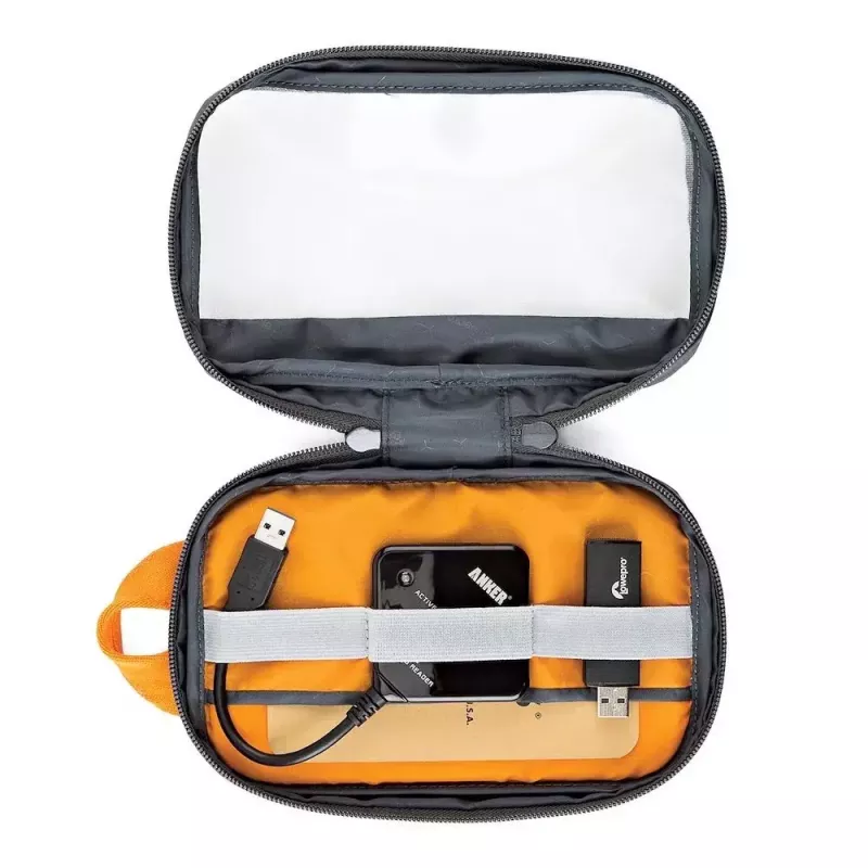 Lowepro GearUp Pouch Mini Purse Nylon Polyester Ripstop Grey Orange