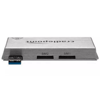CradlePoint MC400 modem — cellular modem, upstream 5.76 Mbps, downstream 42.2 Mbps, 256‑QAM, silver, 104 g