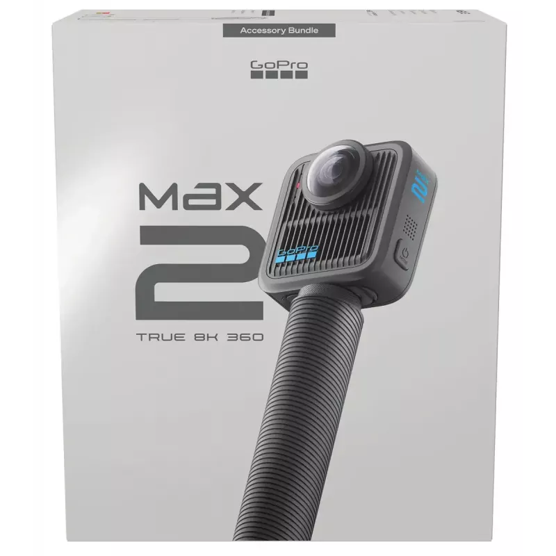 Action camera GoPro MAX2 with 8K Ultra HD, 29.5 MP sensor, 100 fps, LCD display, GPS, Wi‑Fi — accessories bundle