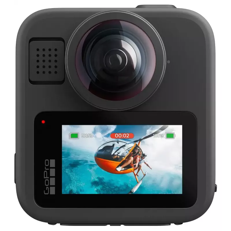 Action camera GoPro MAX2 with 8K Ultra HD, 29.5 MP sensor, 100 fps, LCD display, GPS, Wi‑Fi — accessories bundle