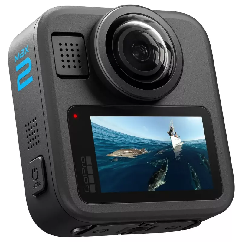 Action camera GoPro MAX2 with 8K Ultra HD, 29.5 MP sensor, 100 fps, LCD display, GPS, Wi‑Fi — accessories bundle