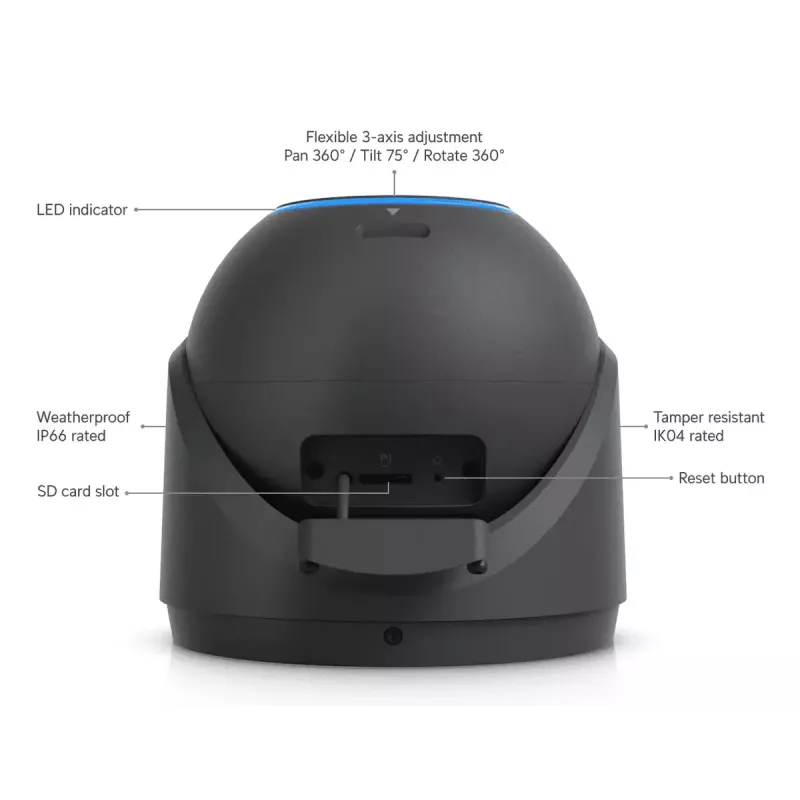 IP security camera UBIQUITI UVC-G6-Pro-Turret-B — 3840×2160, 1/1.2 inch CMOS, 2.36× optical zoom, PoE+, ceiling/wall, indoor/outdoor