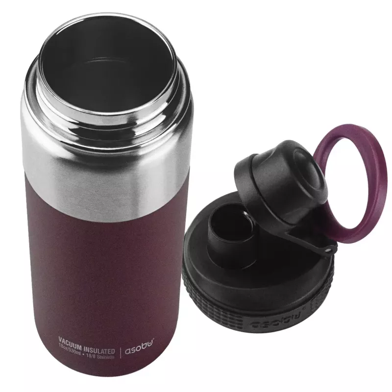 Thermal flask asobu Alpine Flask Hiking 530 ml stainless steel Burgundy, 235 mm height, 7.6 cm diameter