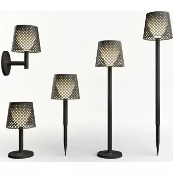 Outdoor Garden Light NewGarden GRETA SOLAR+BATTERY black — solar-powered lamp with integrated battery