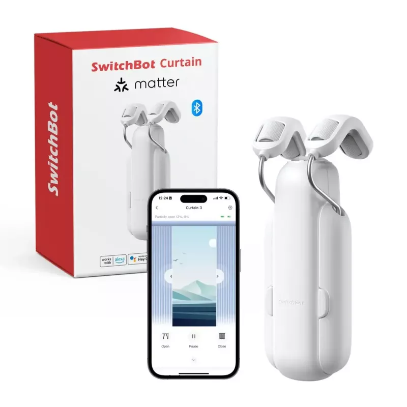 Smart curtain motor SwitchBot W2400000R for U-rail (EU & UK) — battery, USB-C, 15 kg push