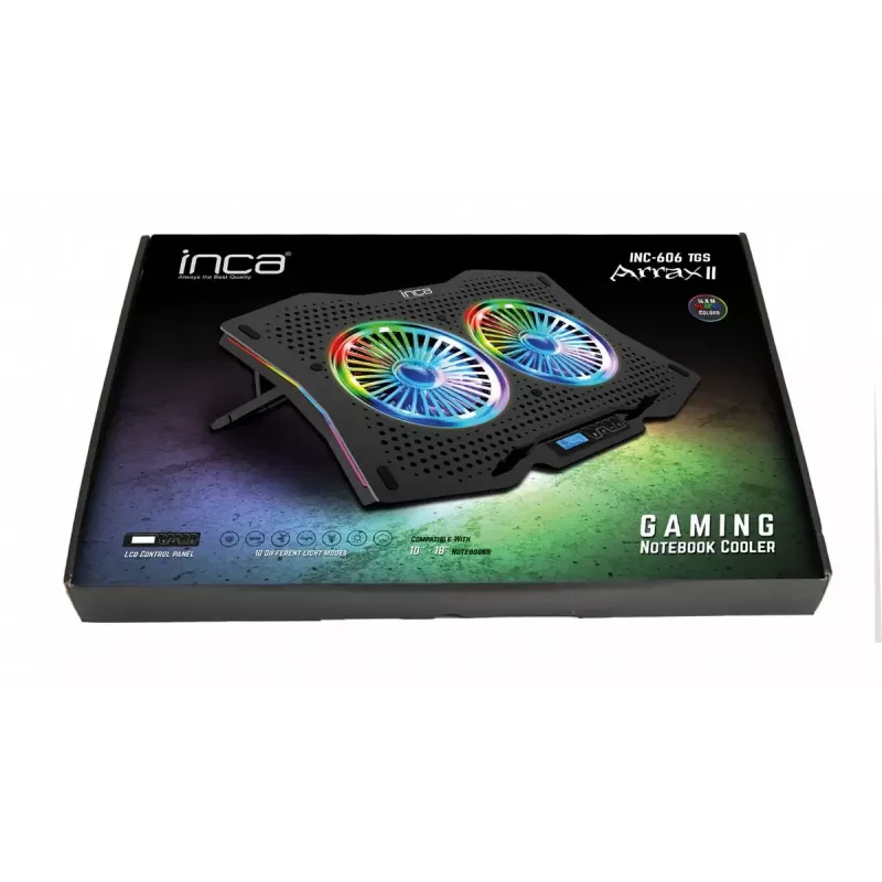 Laptop cooling pad INCA INC-606TGS for up to 45.7 cm (18 inch) screens, 2 fans 11.5 cm, USB-powered, black