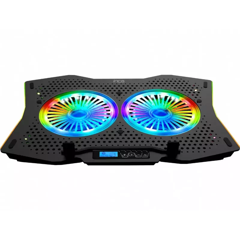 Laptop cooling pad INCA INC-606TGS for up to 45.7 cm (18 inch) screens, 2 fans 11.5 cm, USB-powered, black