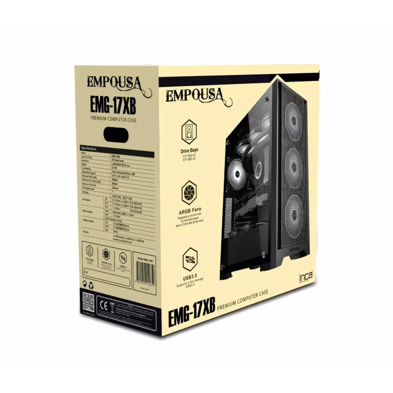 PC case Inca EMG-15XB Midi Tower Black