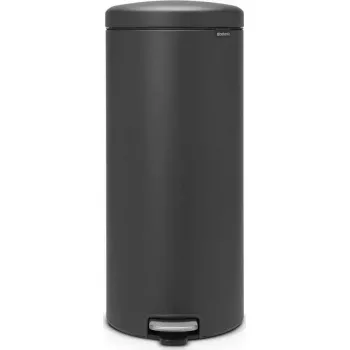 Trash bin BRABANTIA NewIcon 30 L — Mineral Infinite Grey, pedal-operated stainless steel can