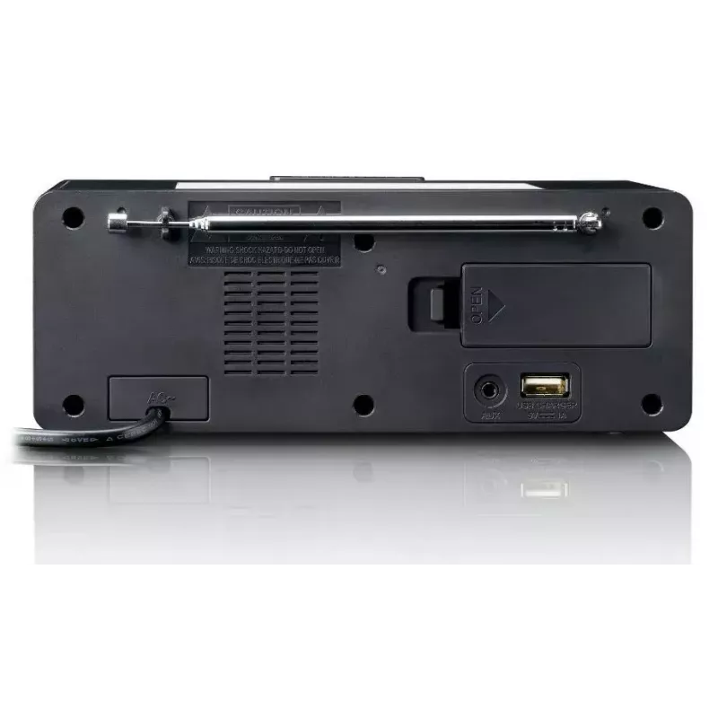 Clock radio Lenco CR540BK — FM alarm clock, 1.2 inch LED display, dimmable night light, USB charging, stereo speakers