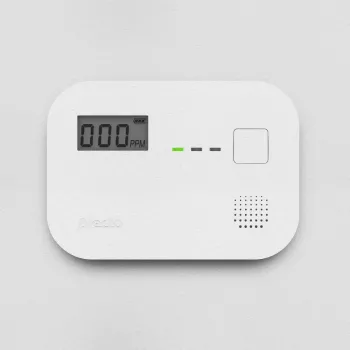 Carbon monoxide detector Alecto COA3910 — electrochemical CO sensor, battery-powered, white, 110×78×37 mm