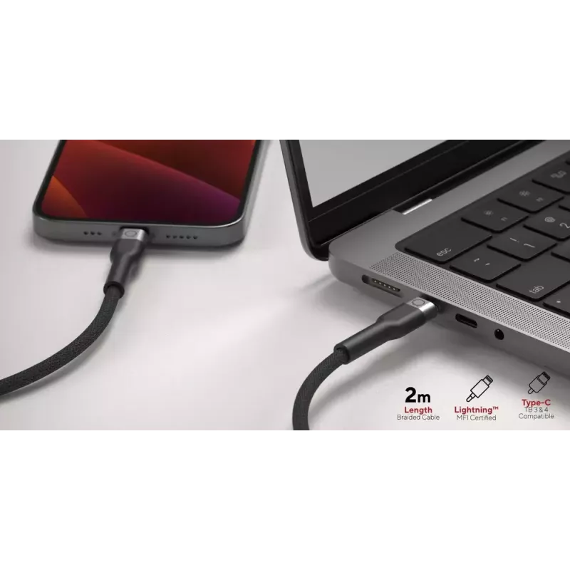 USB-C to Lightning Cable LINQ byELEMENTS 2m Mfi Certified Black