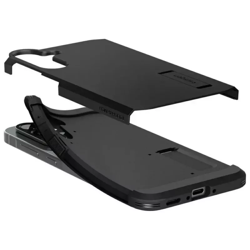 Spigen Tough Armor case for Samsung Galaxy A56 5G — black, dual-layer protective cover