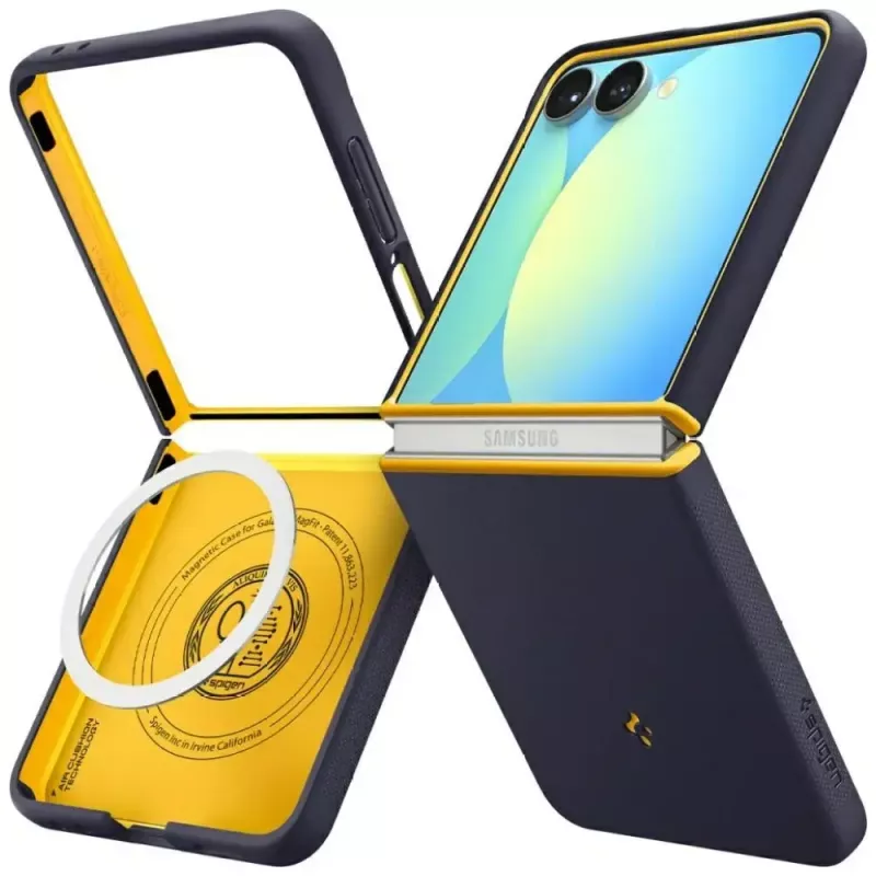 Protective phone case Spigen Nano Pop Mag for Samsung Galaxy Z Flip 7 — Blueberry Navy, MagSafe compatible