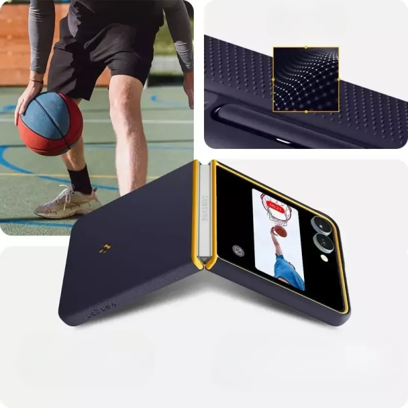 Protective phone case Spigen Nano Pop Mag for Samsung Galaxy Z Flip 7 — Blueberry Navy, MagSafe compatible