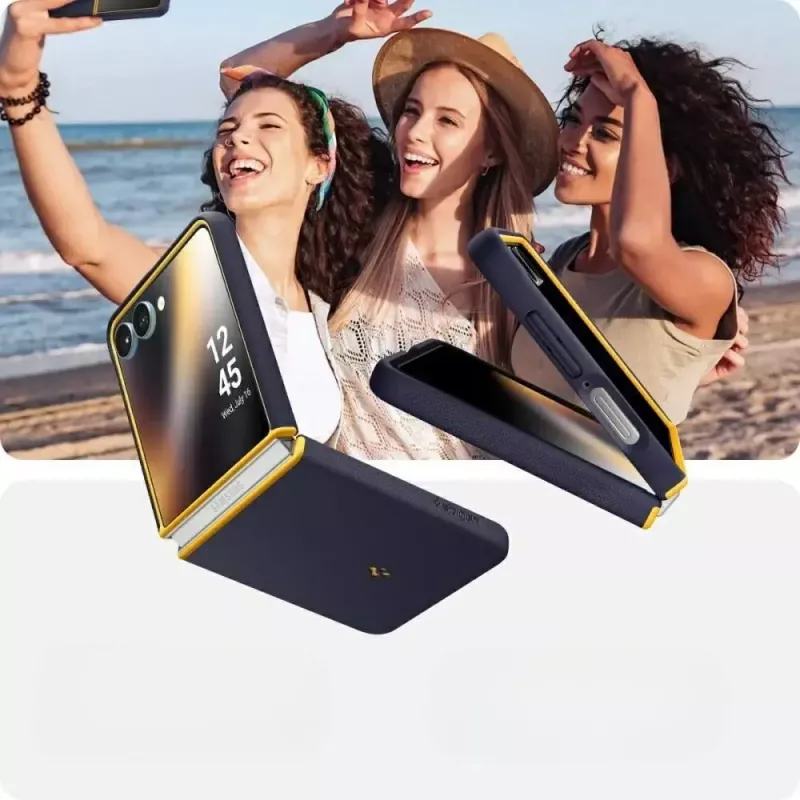 Protective phone case Spigen Nano Pop Mag for Samsung Galaxy Z Flip 7 — Blueberry Navy, MagSafe compatible