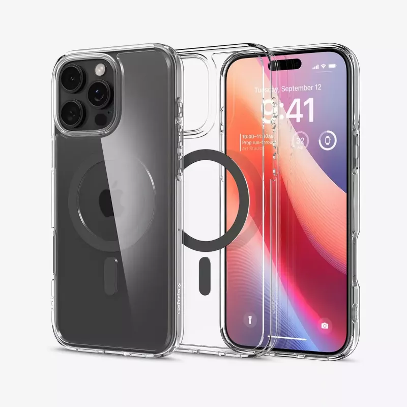 Spigen Ultra Hybrid (MagFit) mobile phone case 17.5 cm Graphite Transparent