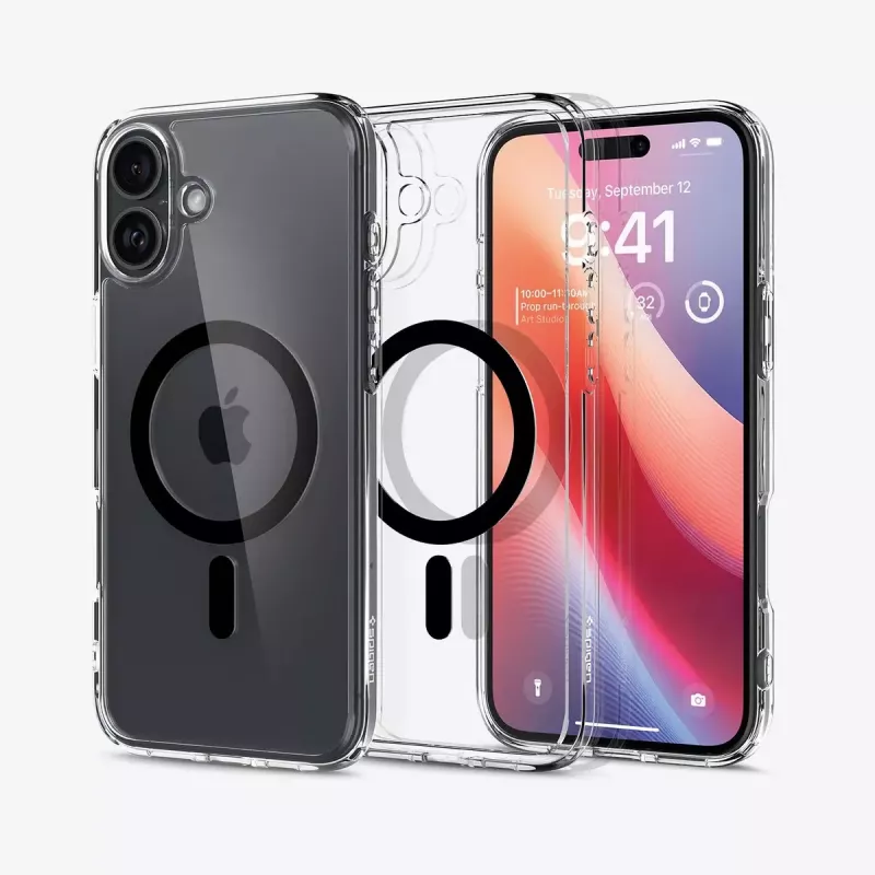 Spigen Ultra Hybrid (MagFit) mobile phone case Cover Black Transparent for iPhone 16 Plus