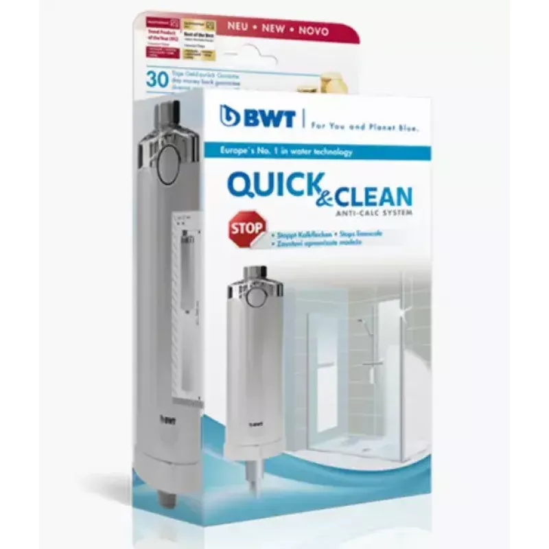 BWT Quick & Clean anti-limescale shower filter system, white