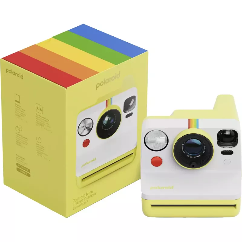 Instant camera POLAROID Now Gen 3 Yellow — model 9158, analog instant print camera, integrated flash