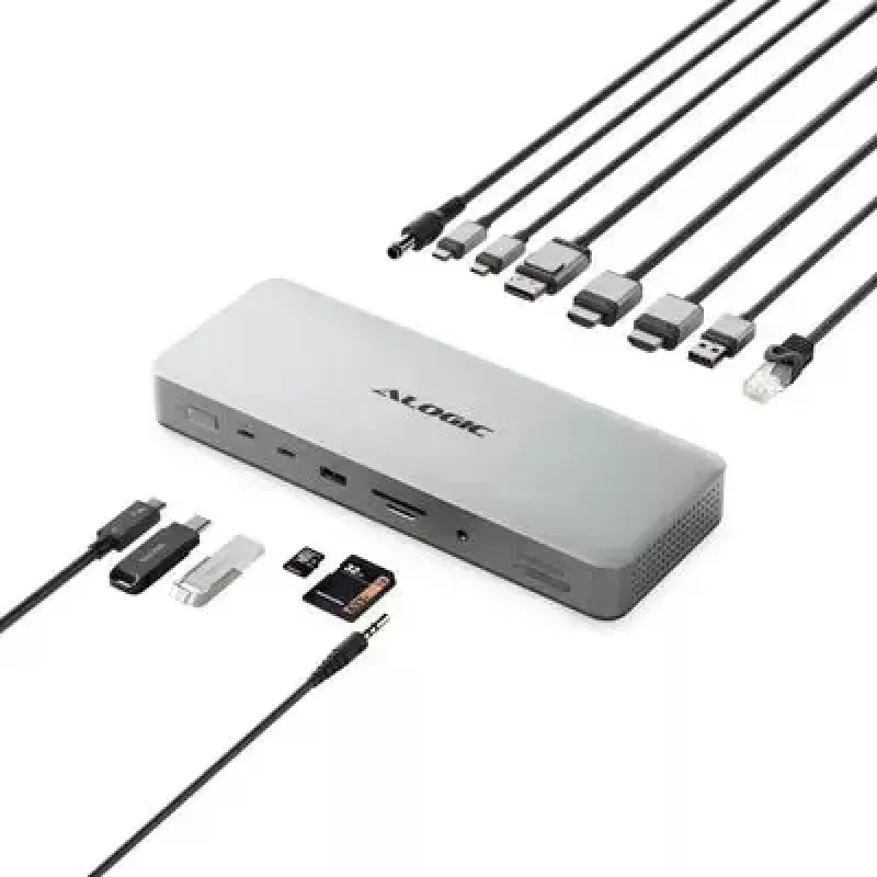 Laptop dock / port replicator ALOGIC TB4DU4 — Wired Thunderbolt, 96W, SD/MicroSD reader, 3.5mm, Aluminium/ABS