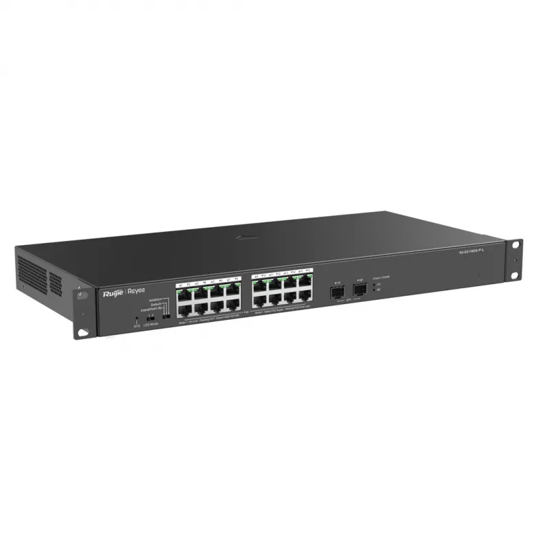Reyee 16-Port 1000Mbps+ 2 Gigabit SFP Ports 16 of the ports support PoE/PoE+ power - Switch - 1 Gbps