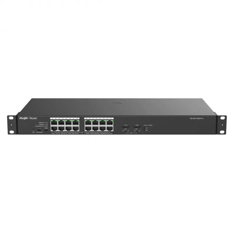 Reyee 16-Port 1000Mbps+ 2 Gigabit SFP Ports 16 of the ports support PoE/PoE+ power - Switch - 1 Gbps