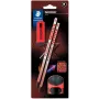 Wooden graphite pencils Staedtler Noris HB with eraser — silver coral, set of 2