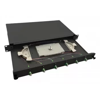 helos Fiber Optic 19 Splice Box 6 x LC/APC Duplex OS2, splice finished, black