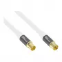 Antenna Cable SmartFLEX, IEC/Koax Plug an Socket, Gold-Plated, vierfach Shielded, Shielding Rating 120dB, White, 1,5m, Good Connections® (GC-M2042)