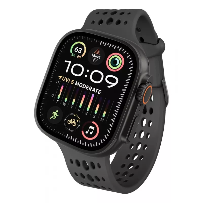 Decoded Silicone Ares O Band - Silicone Band for Apple Watch 44/46/49 mm (black)