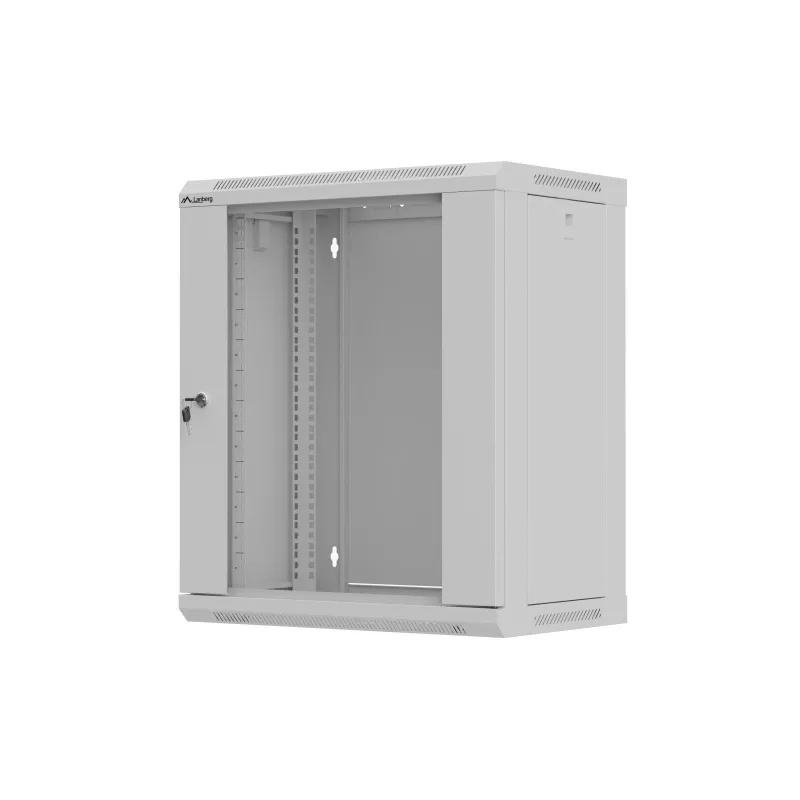 Rack cabinet wall-mounted 19 inches 12U 540x350 grey glass door (flat pack)