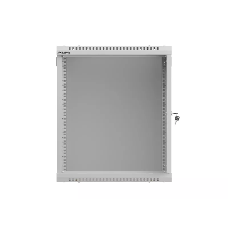 Rack cabinet wall-mounted 19 inches 12U 540x350 grey glass door (flat pack)