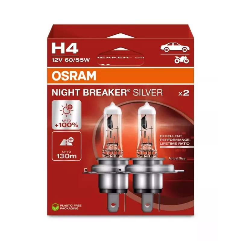OSRAM NIGHT BREAKER SILVER H4 12 V 60/55 W, 2 pc(s)